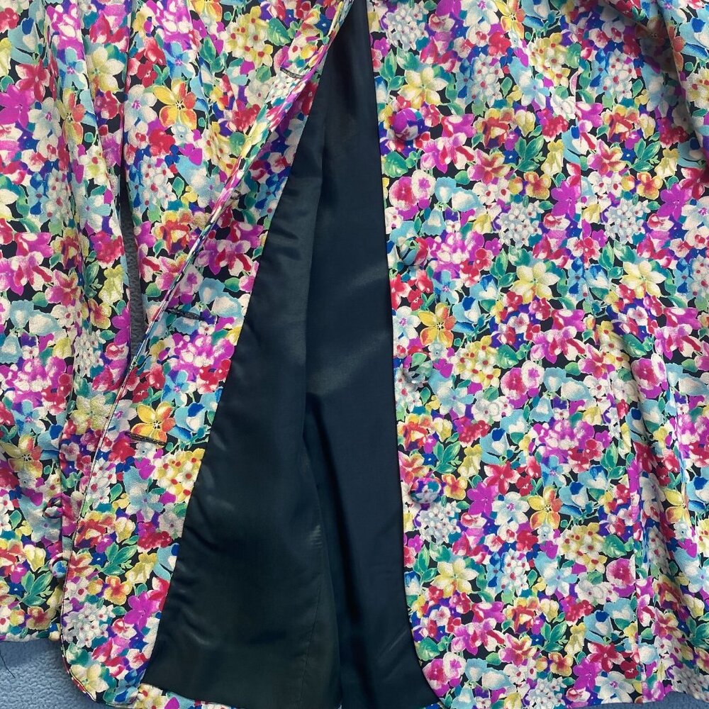 VINTAGE - Albert Nipon Floral Blazer 100% Silk,Size 14,Dry Clean - Picture 8 of 10